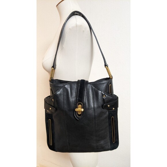Jill Stuart Handbags - Jill Stuart Black Pebbled Leather & Suede Shoulder Handbag/Purse GORGEOUS!